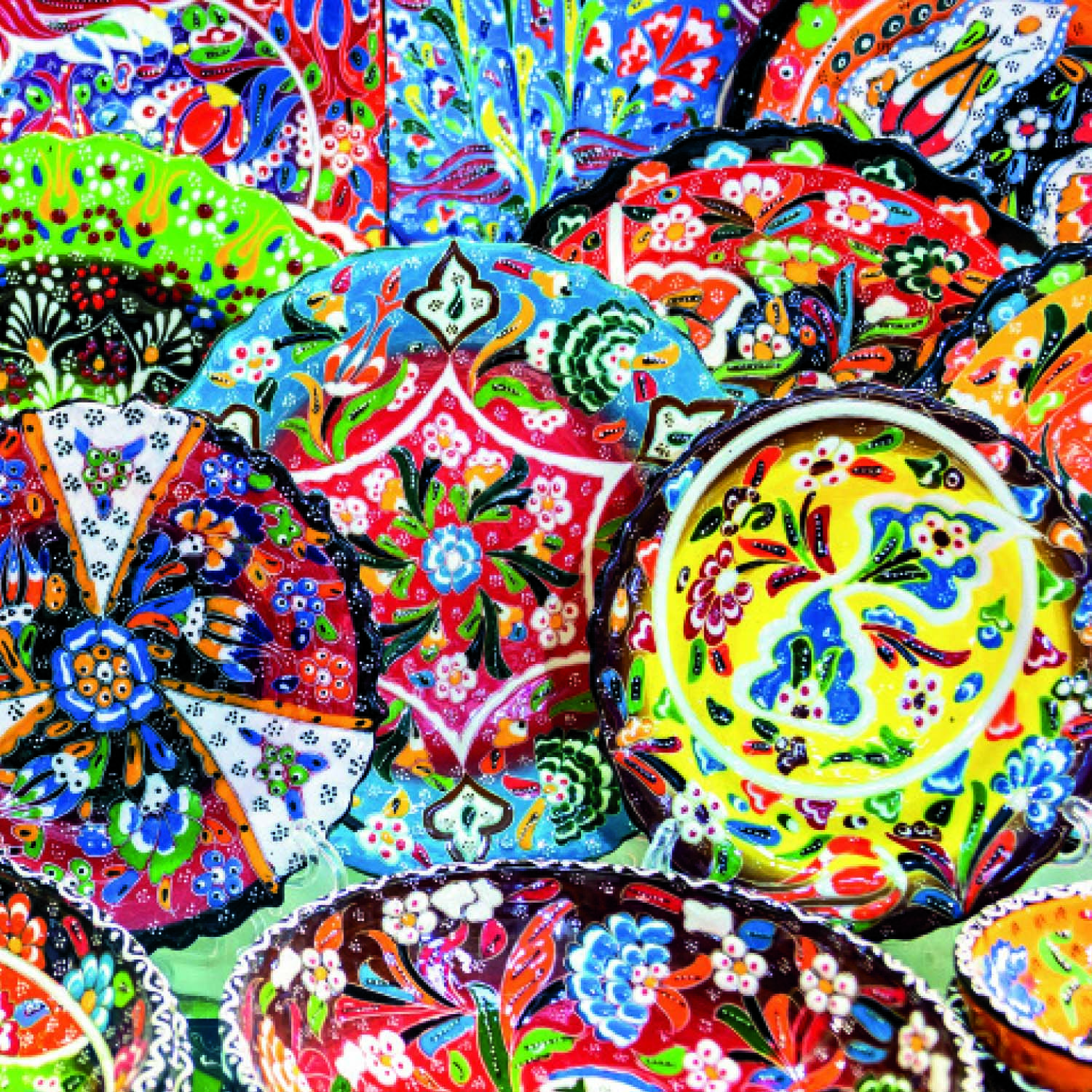 Colorful painted ceramics in a Dubai mall