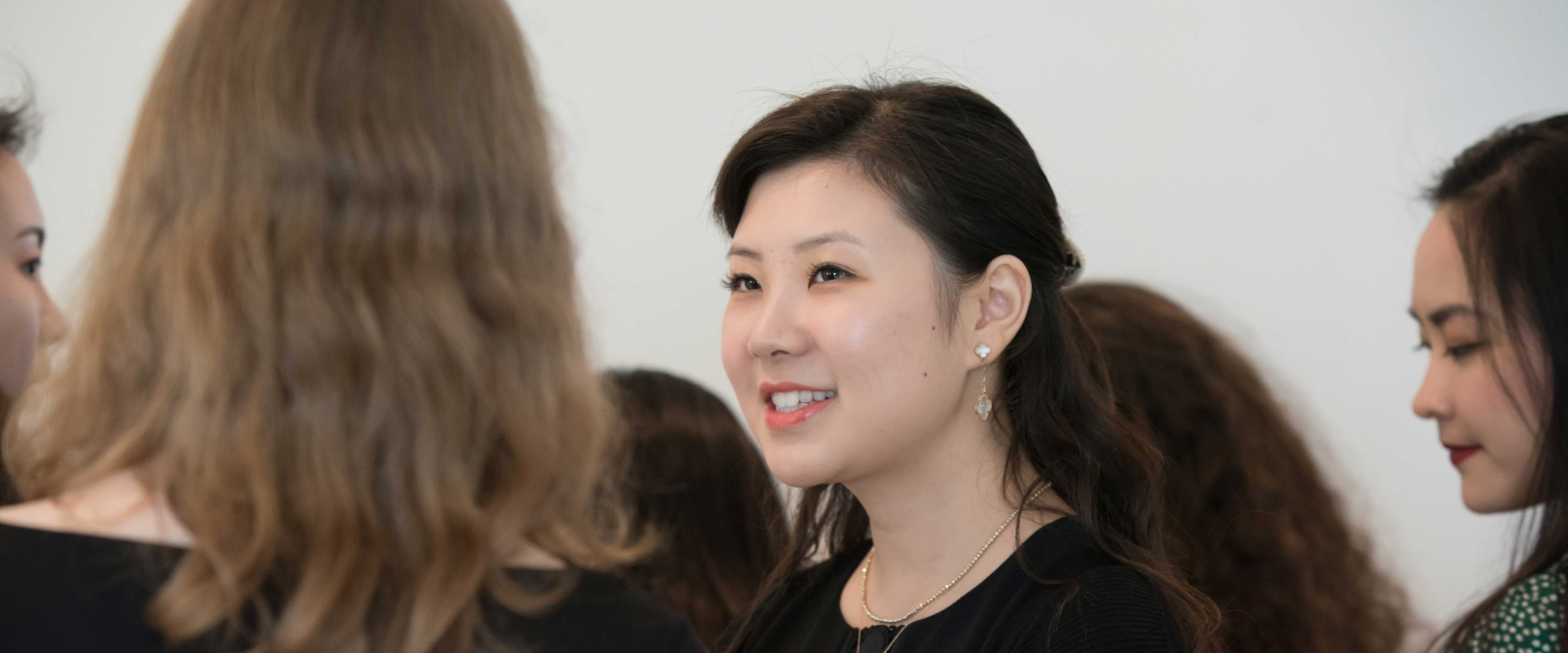 Woman networking at an event