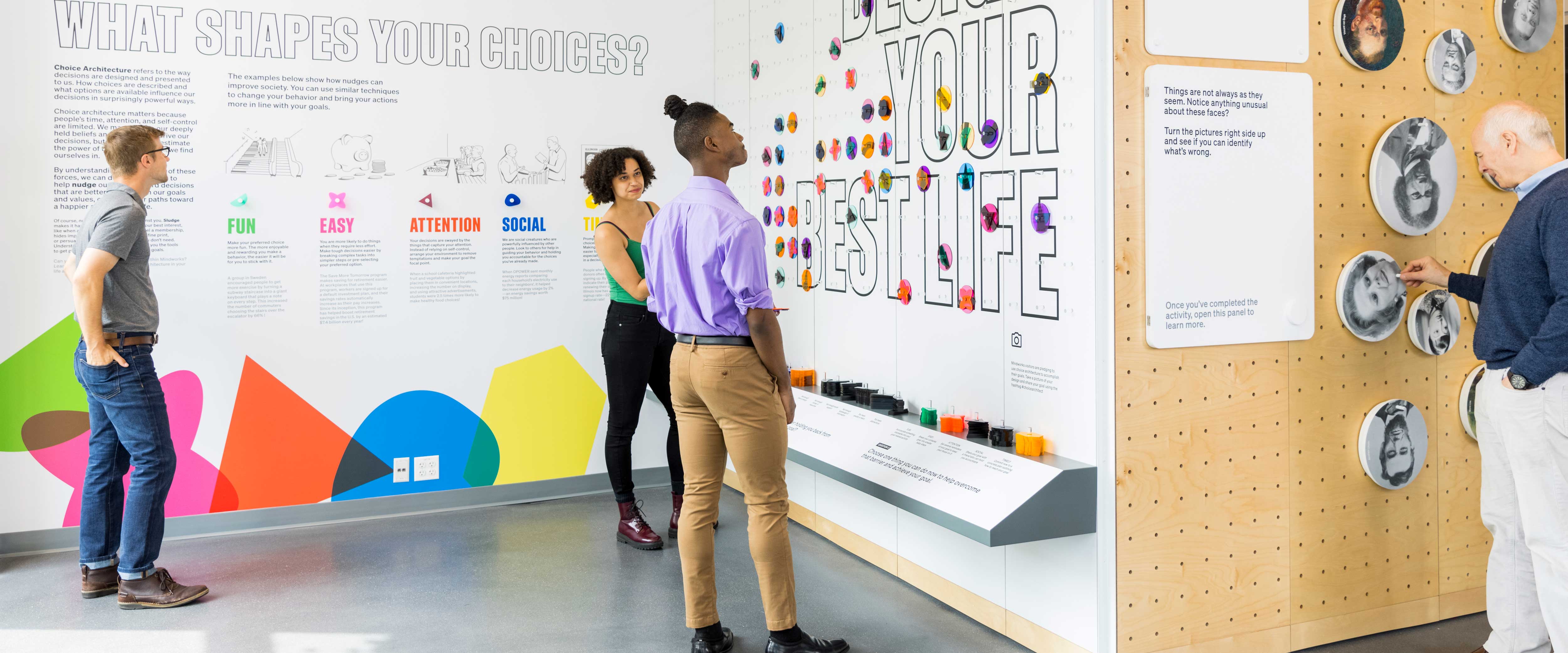 People looking at exhibits