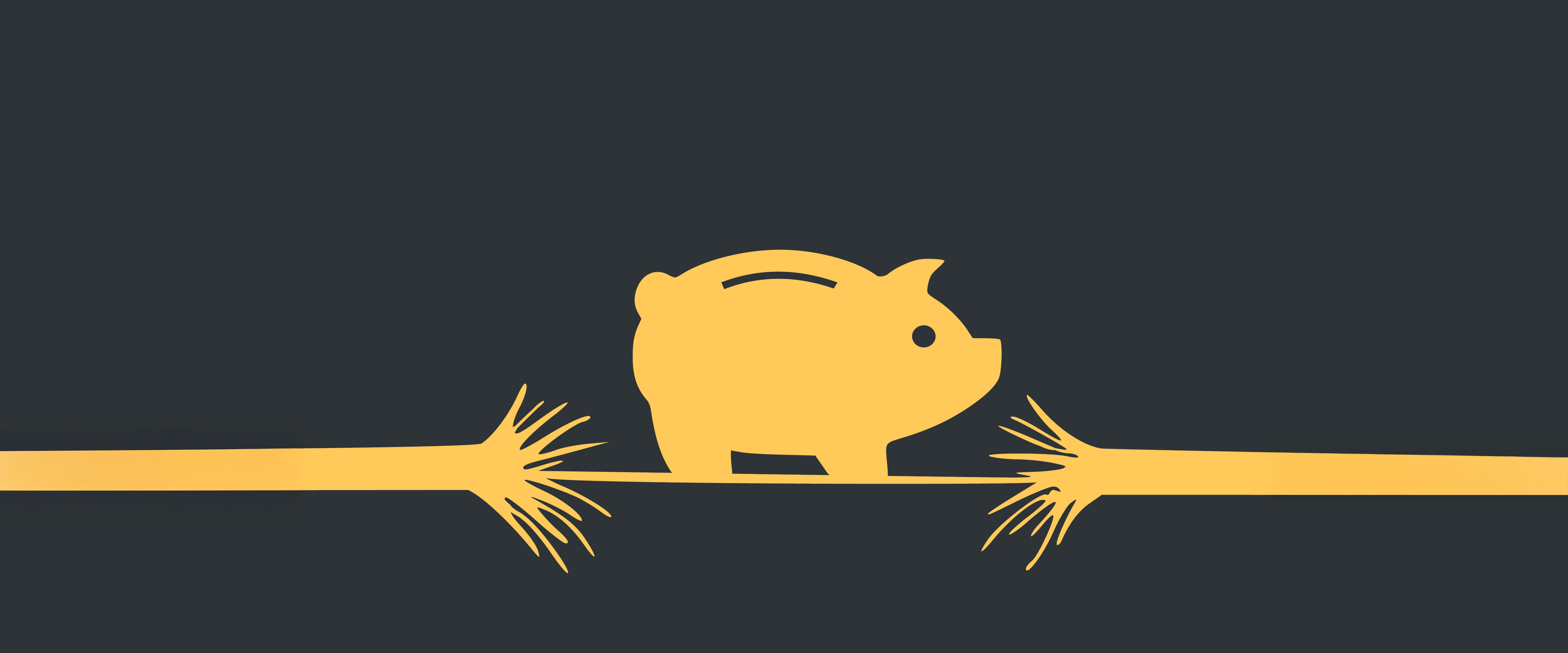 Piggy bank on frayed rope