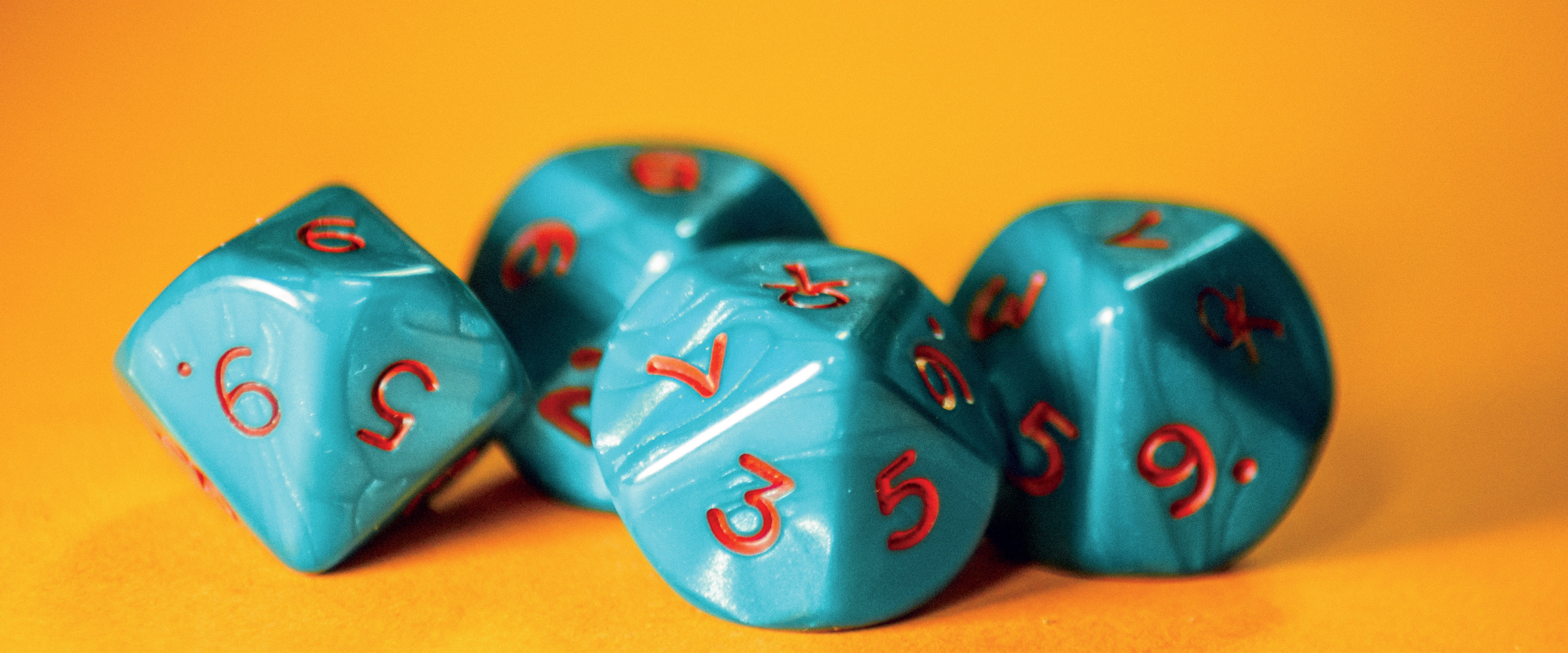 Blue dices in orange background