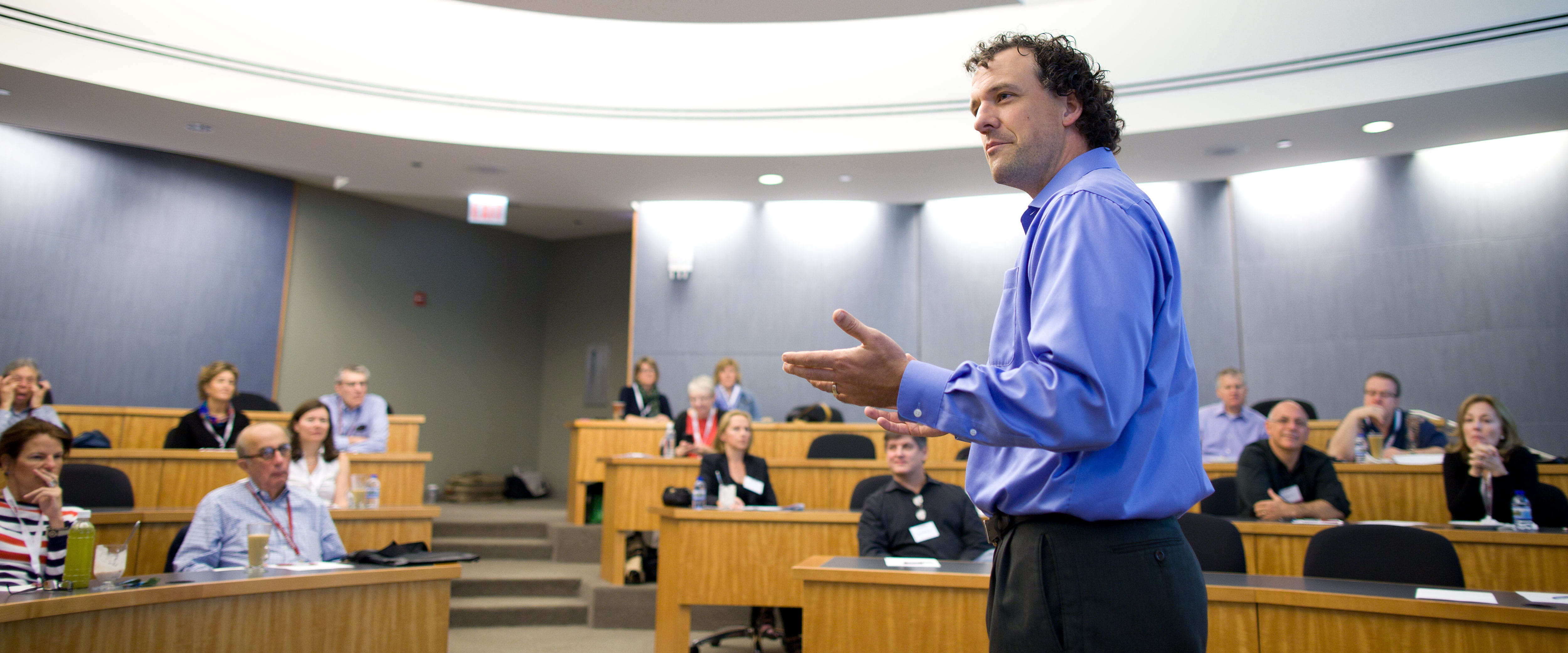 Behavioral Science Professor Nick Epley speaking to a class