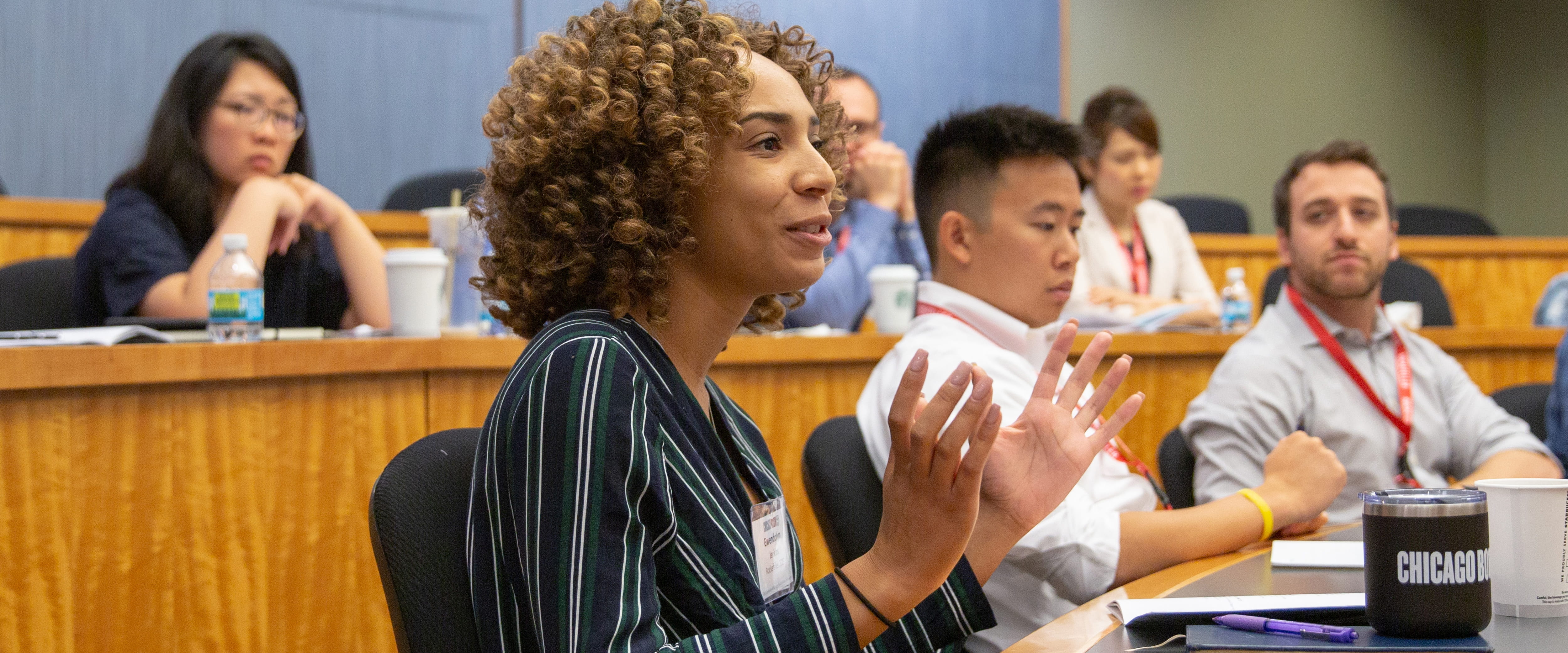 Female student speaking in the classroom