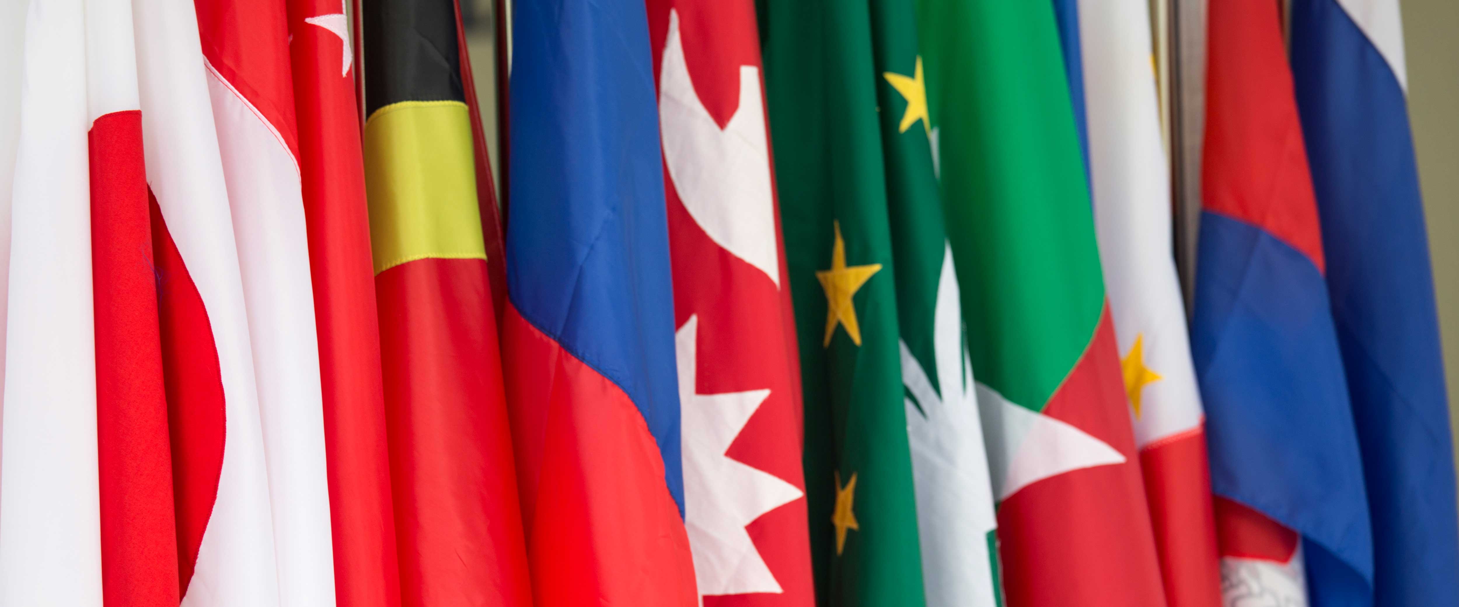 International flags side by side