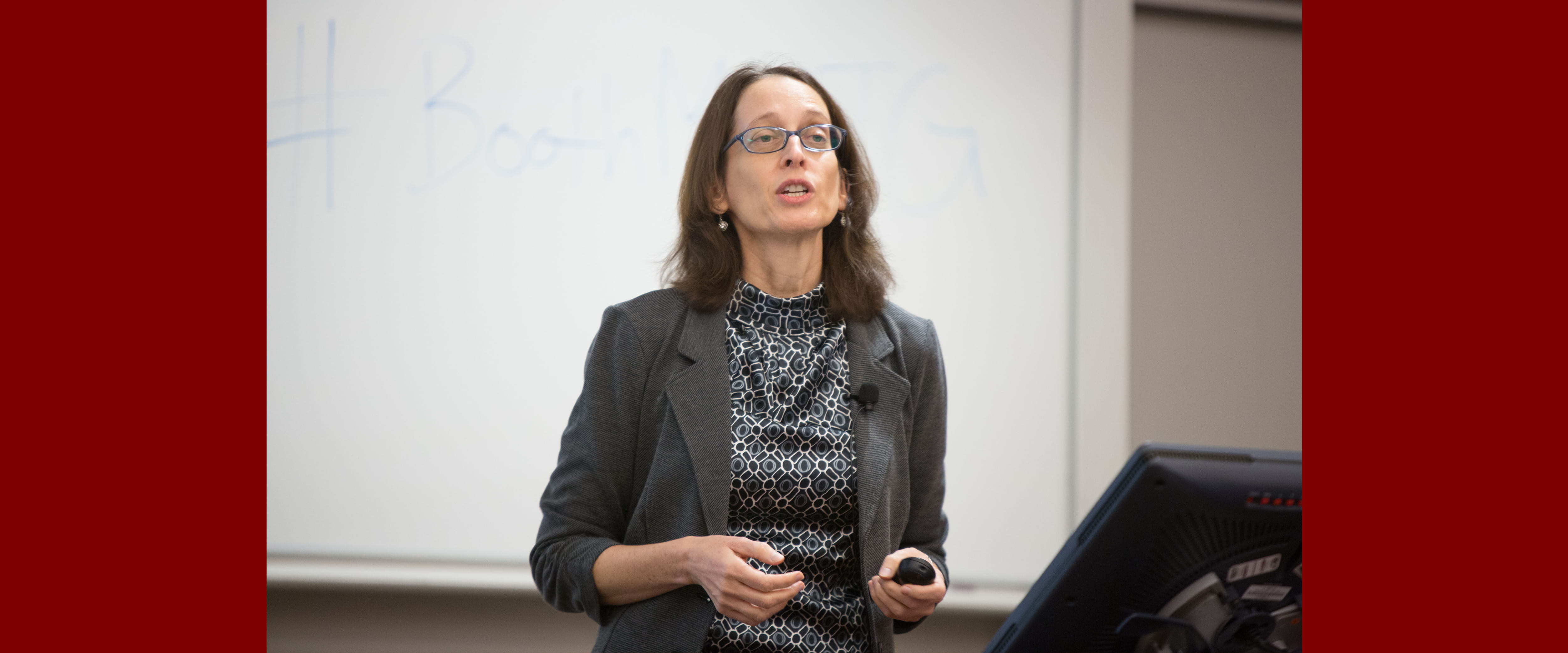 Ayelet Fishbach, Professor of Behavioral Science and Marketing, teaching a class
