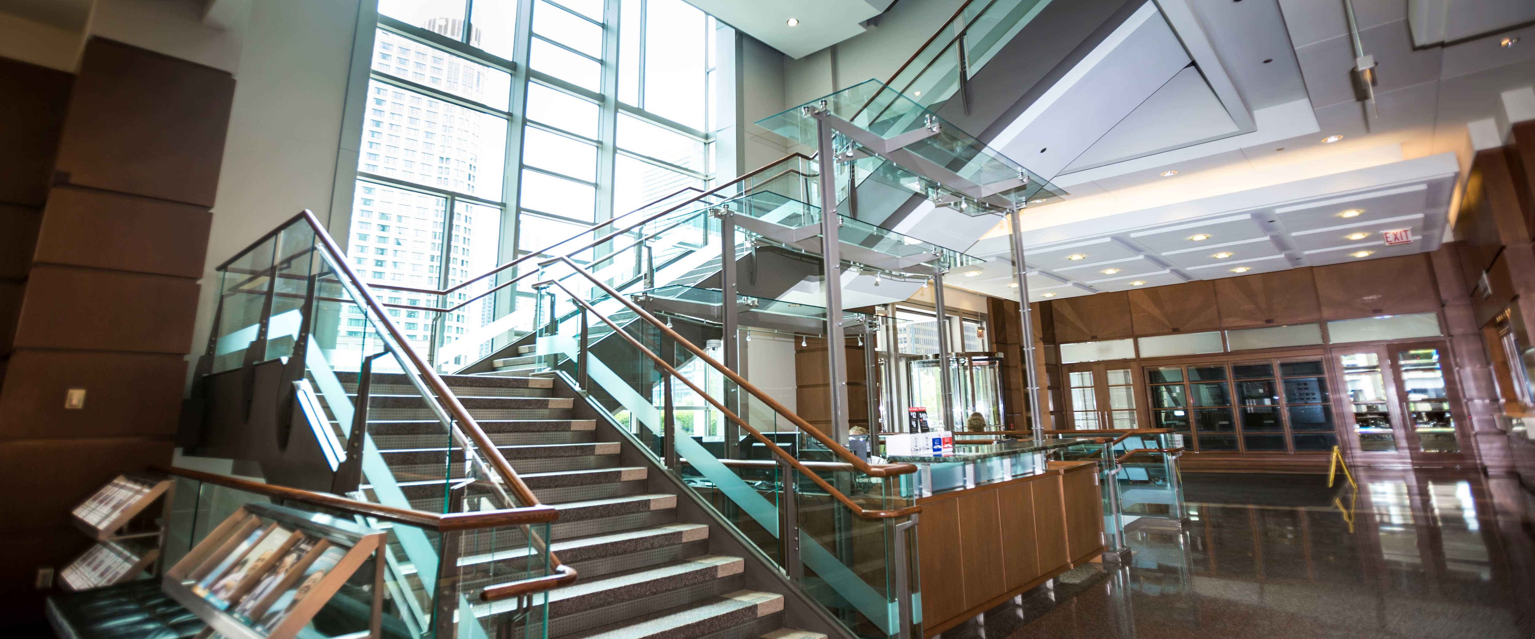 Inside view of Gleacher lobby