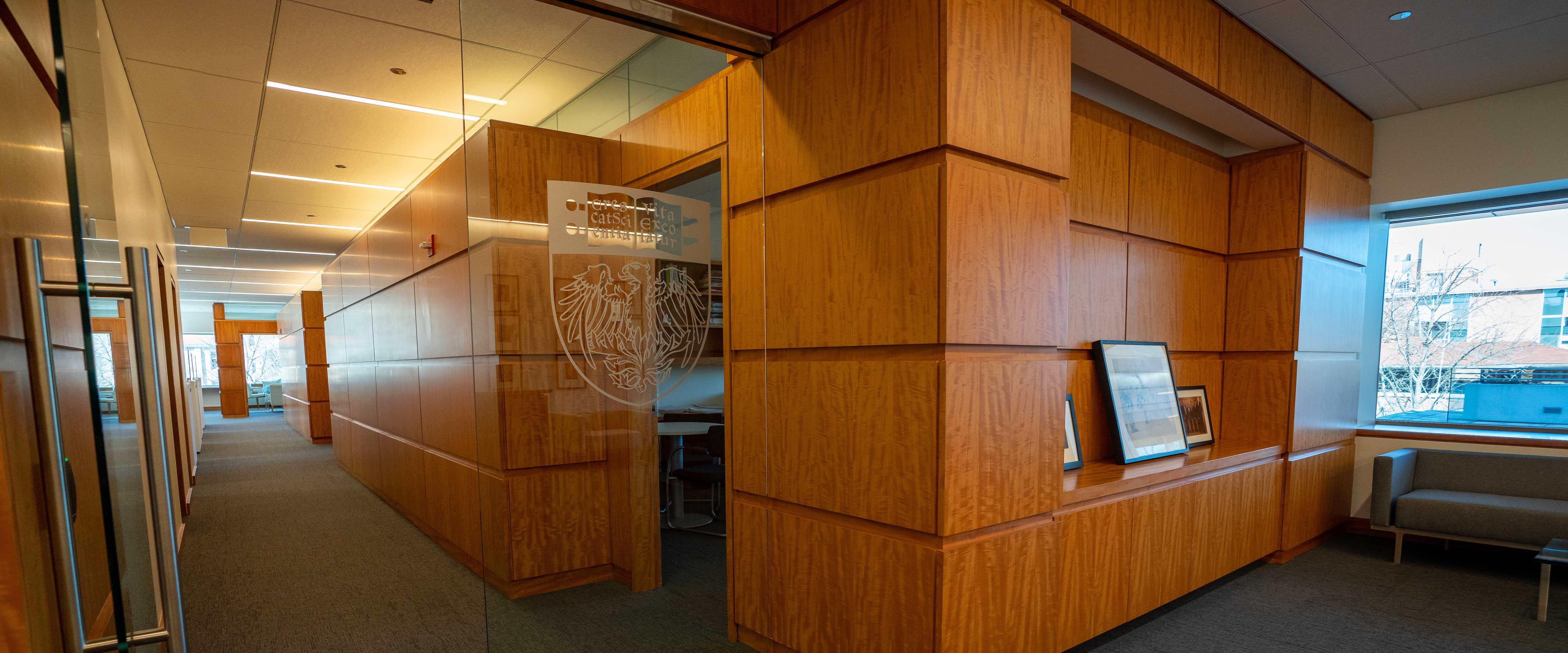 A view of the entrance to the Dean's Suite at the Harper Center