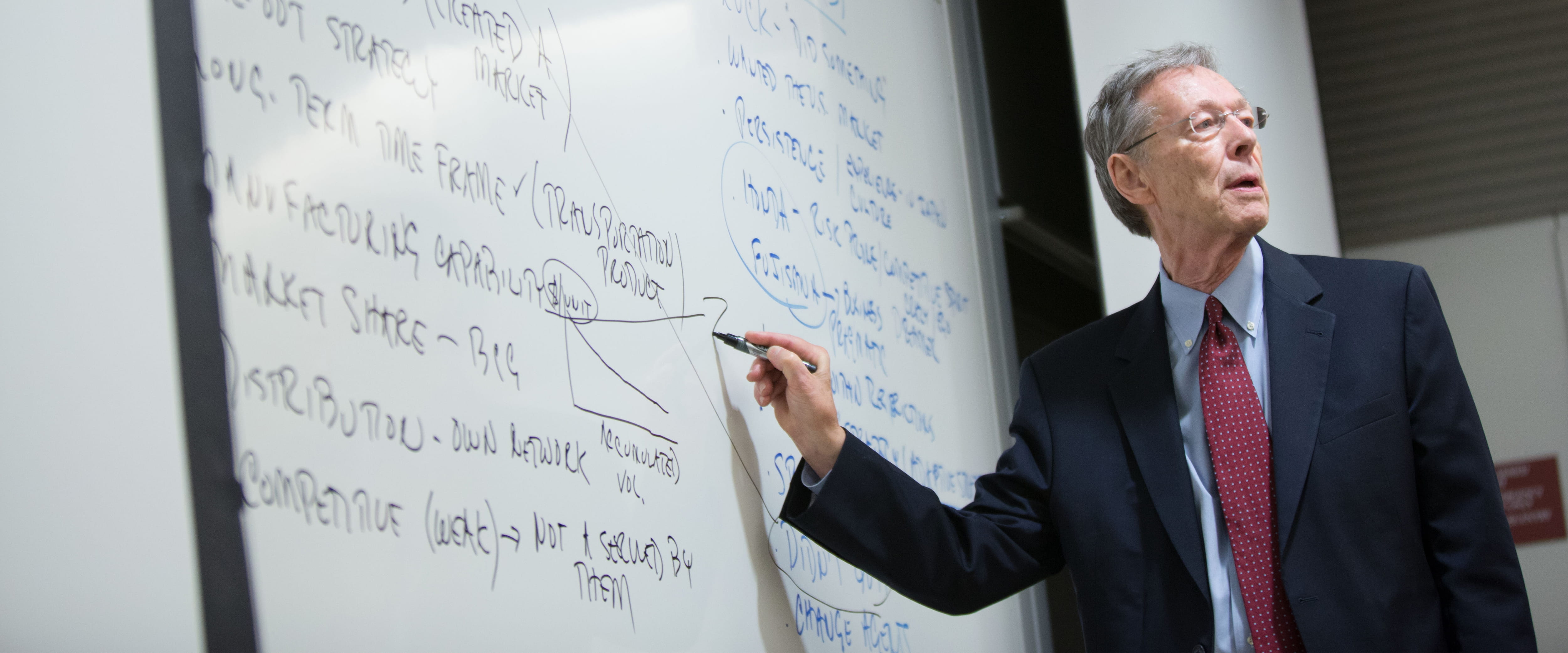 Harry Davis at the whiteboard teaching